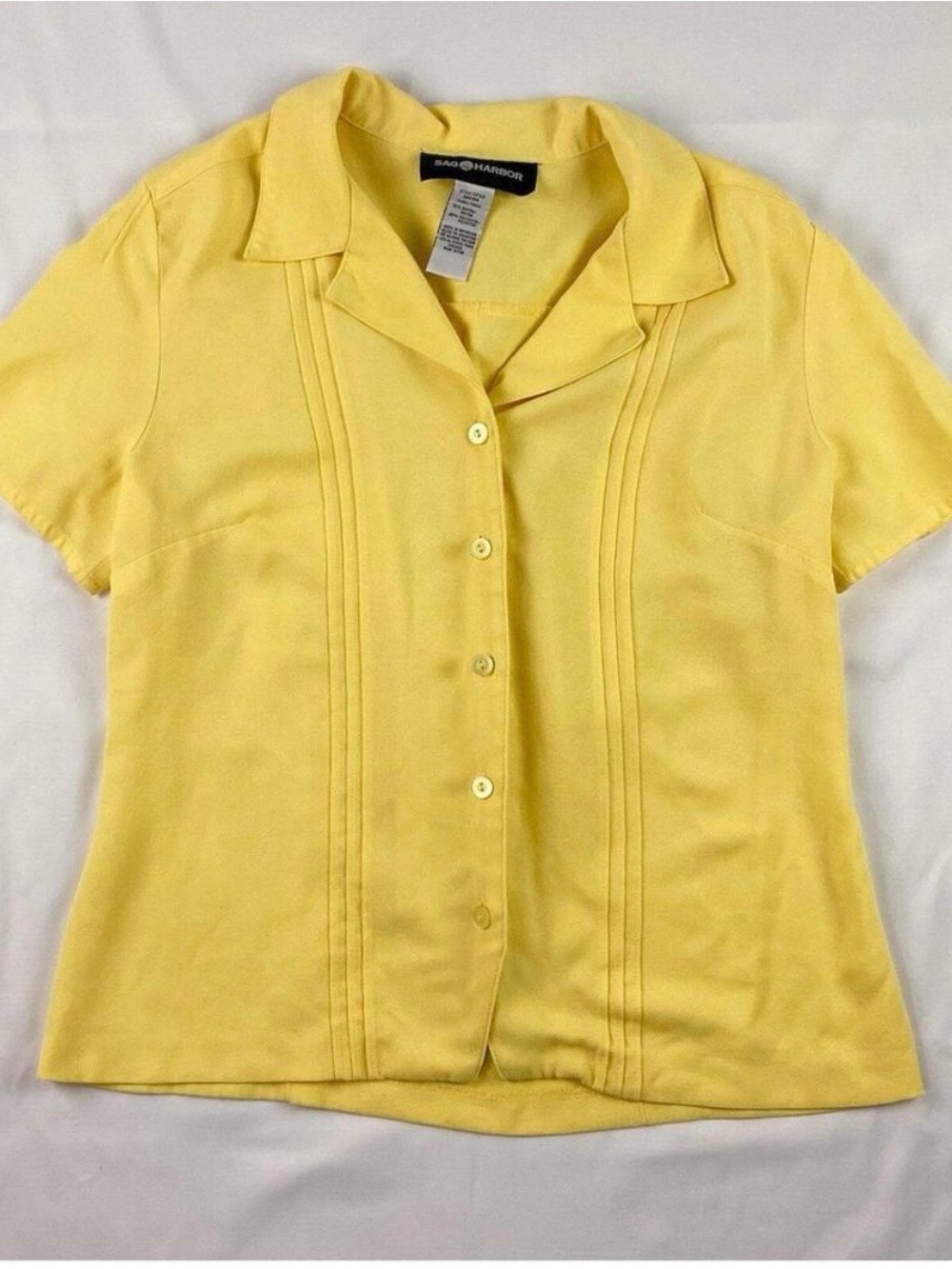Sag Harbor Vintage Yellow Button Front Blouse Womens Small